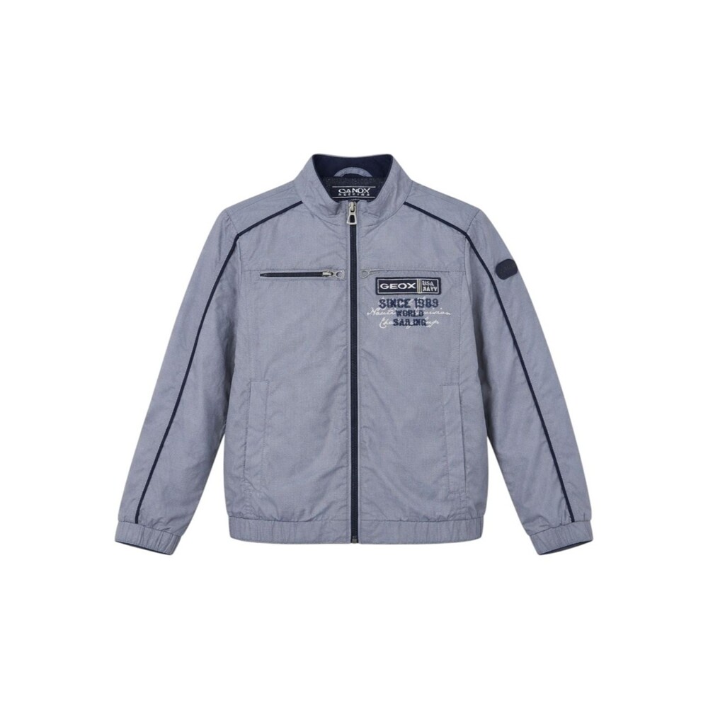 Geox Respira Blue Gray Neutral Bomber Jacket Coat Fall Winter Layer Boys Size 4